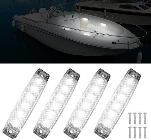 RVZONE Marine Led Boat Lights, Boat Interior Lights Night Fishing Lights 12V Waterproof Marine Boat Lights for Pontoon Boat Yacht Fishing Kayak Lights Cockpit Light (4 Pcs White) in Saudi Arabia