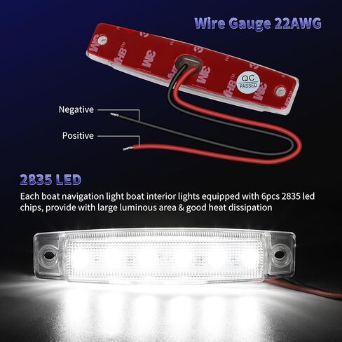 RVZONE Marine Led Boat Lights, Boat Interior Lights Night Fishing Lights 12V Waterproof Marine Boat Lights for Pontoon Boat Yacht Fishing Kayak Lights Cockpit Light (4 Pcs White) in Saudi Arabia