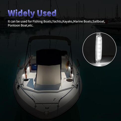 RVZONE Marine Led Boat Lights, Boat Interior Lights Night Fishing Lights 12V Waterproof Marine Boat Lights for Pontoon Boat Yacht Fishing Kayak Lights Cockpit Light (4 Pcs White) in Saudi Arabia