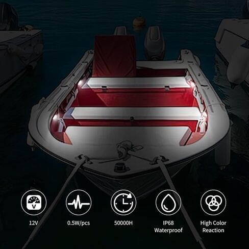 RVZONE Marine Led Boat Lights, Boat Interior Lights Night Fishing Lights 12V Waterproof Marine Boat Lights for Pontoon Boat Yacht Fishing Kayak Lights Cockpit Light (4 Pcs White) in Saudi Arabia