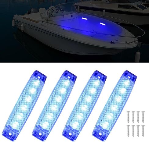 RVZONE Marine Led أضواء القارب، أضواء داخلية للقارب، أضواء الصيد الليلية 12 فولت أضواء القوارب البحرية المقاومة للماء لقارب عائم، يخت، صيد قوارب الكاياك، أضواء قمرة القيادة (4 قطع بيضاء) in Kuwait