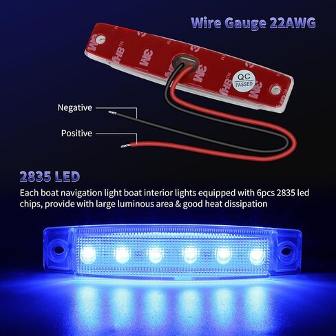 RVZONE Marine Led أضواء القارب، أضواء داخلية للقارب، أضواء الصيد الليلية 12 فولت أضواء القوارب البحرية المقاومة للماء لقارب عائم، يخت، صيد قوارب الكاياك، أضواء قمرة القيادة (4 قطع بيضاء) in Kuwait