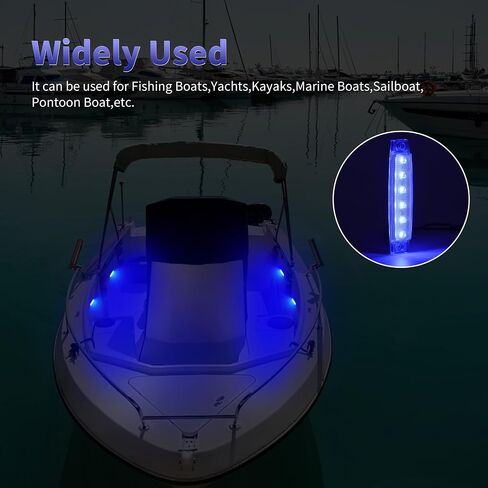 RVZONE Marine Led أضواء القارب، أضواء داخلية للقارب، أضواء الصيد الليلية 12 فولت أضواء القوارب البحرية المقاومة للماء لقارب عائم، يخت، صيد قوارب الكاياك، أضواء قمرة القيادة (4 قطع بيضاء) in Kuwait