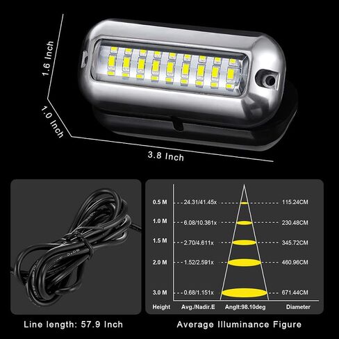 أضواء Kawell 27 LED LED تحت الماء للقوارب واليخوت مقاومة للماء IP68 SUS316 من الفولاذ المقاوم للصدأ أضواء عائمة بحرية للسباحة والقيادة والصيد باللون الأبيض in Saudi Arabia