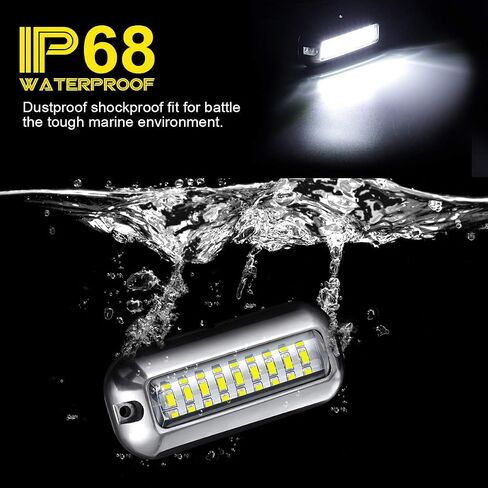 أضواء Kawell 27 LED LED تحت الماء للقوارب واليخوت مقاومة للماء IP68 SUS316 من الفولاذ المقاوم للصدأ أضواء عائمة بحرية للسباحة والقيادة والصيد باللون الأبيض in Saudi Arabia
