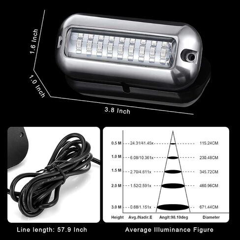 أضواء Kawell 27 LED LED تحت الماء للقوارب واليخوت مقاومة للماء IP68 SUS316 من الفولاذ المقاوم للصدأ أضواء عائمة بحرية للسباحة والقيادة والصيد باللون الأبيض in Saudi Arabia