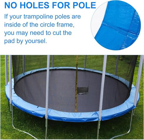 وسادة بديلة للترامبولين بطول 12 قدم، بسمك 0.4 بوصة، وسادة أمان عالمية للترامبولين، غطاء زنبركي للترامبولين مقاوم للماء باللون الأزرق، بدون فتحات للعمود in Kuwait