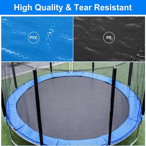 وسادة بديلة للترامبولين بطول 12 قدم، بسمك 0.4 بوصة، وسادة أمان عالمية للترامبولين، غطاء زنبركي للترامبولين مقاوم للماء باللون الأزرق، بدون فتحات للعمود in Kuwait