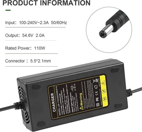 TREE.NB 54.6V 2A Charger for 48V Electric Bike.Scooter 48 Volt 13S Lithium Battery Pack Charger with DC 5.5mm Round Connector in Saudi Arabia