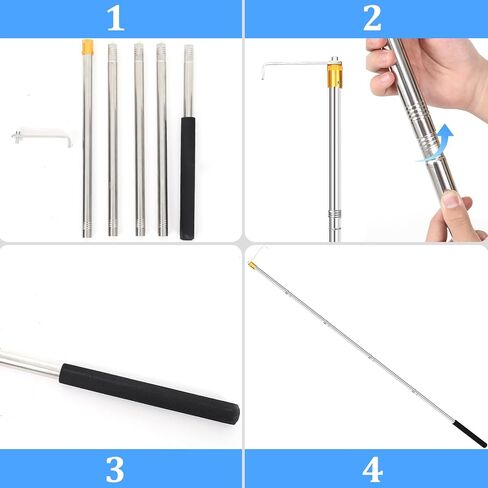 6ft Truck Cargo Grabber, Adjustable Spliced Pickup Truck Bed Hook Bar Base Tool Bar for Pickup Truck Bed Grabber Heavy Duty Truck Grapple Accessories (Two Hooks) in Kuwait