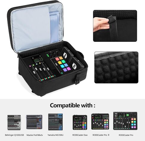 LUXJA Audio Mixer Backpack Compatible with RODECaster Pro II, RODECaster Pro, DJ Mixer Travel Bag with 15.6 Inch Laptop Sleeve Fits for Behringer Q1202USB, Mackie ProFX8v2, Black in Kuwait