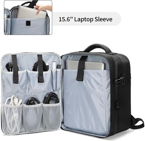 LUXJA Audio Mixer Backpack Compatible with RODECaster Pro II, RODECaster Pro, DJ Mixer Travel Bag with 15.6 Inch Laptop Sleeve Fits for Behringer Q1202USB, Mackie ProFX8v2, Black in Kuwait