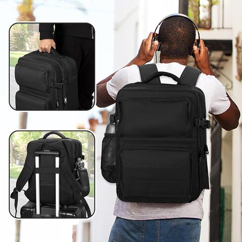 LUXJA Audio Mixer Backpack Compatible with RODECaster Pro II, RODECaster Pro, DJ Mixer Travel Bag with 15.6 Inch Laptop Sleeve Fits for Behringer Q1202USB, Mackie ProFX8v2, Black in Kuwait