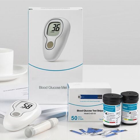 Blood Glucose Monitor Kit with 50 Glucometer Strips, Lancets & 1 Blood Sugar Monitor,Lancing Device Large Display. Noninvasive Glucose Meter. Battery not Included in Saudi Arabia