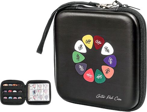 Guitar Pick Case, Pick Holder Stores 84 pcs Guitar Picks Collection Pick Storage Album Book Pick Display Water-Resistant, Durable EVA Material Gift for Guitar Player -Black in Saudi Arabia