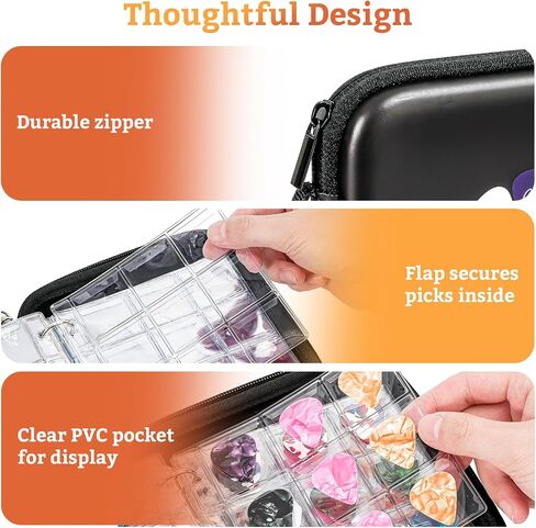 Guitar Pick Case, Pick Holder Stores 84 pcs Guitar Picks Collection Pick Storage Album Book Pick Display Water-Resistant, Durable EVA Material Gift for Guitar Player -Black in Saudi Arabia