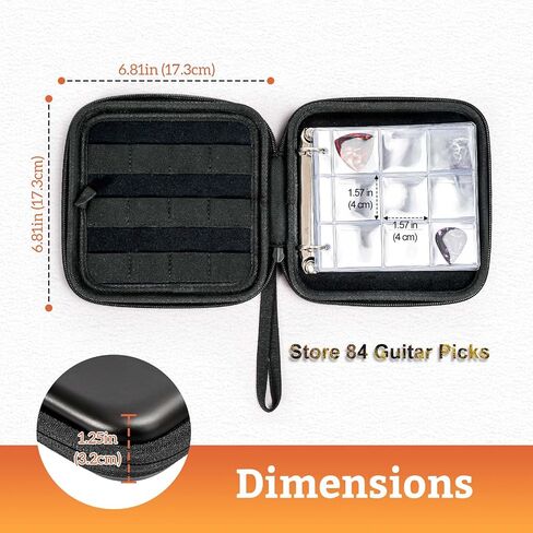 Guitar Pick Case, Pick Holder Stores 84 pcs Guitar Picks Collection Pick Storage Album Book Pick Display Water-Resistant, Durable EVA Material Gift for Guitar Player -Black in Saudi Arabia