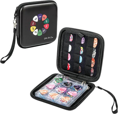 Guitar Pick Case, Pick Holder Stores 84 pcs Guitar Picks Collection Pick Storage Album Book Pick Display Water-Resistant, Durable EVA Material Gift for Guitar Player -Black in Saudi Arabia