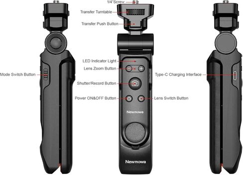 حامل ثلاثي مصراع الهاتف عن بعد من Newmowa، حامل ثلاثي قابل للطي مع جهاز تحكم عن بعد لاسلكي قابل للفصل لالتقاط صور فيديو iPhone/التكبير/تبديل العدسات، متوافق مع iPhone 6.1 بوصة (iOS 15 أعلاه) in Kuwait