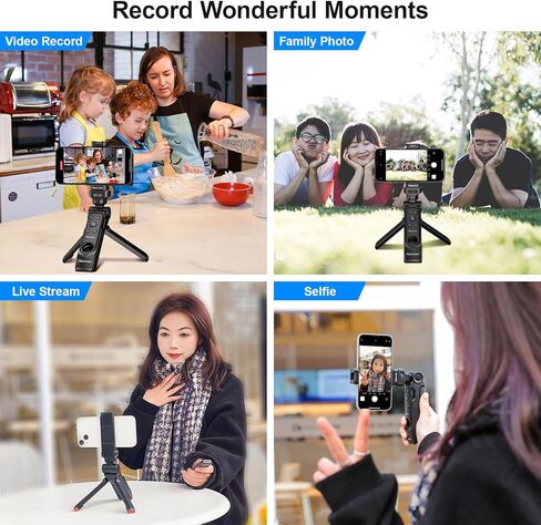 حامل ثلاثي مصراع الهاتف عن بعد من Newmowa، حامل ثلاثي قابل للطي مع جهاز تحكم عن بعد لاسلكي قابل للفصل لالتقاط صور فيديو iPhone/التكبير/تبديل العدسات، متوافق مع iPhone 6.1 بوصة (iOS 15 أعلاه) in Kuwait