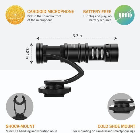 Comica CVM-VM10-K2 Smartphone Microphone with Tripod, Shotgun Video Mic for iPhone and Android Phone, Vlogging Kit for Youtube Recording Facebook Live, 3.5 mm TRRS in Saudi Arabia