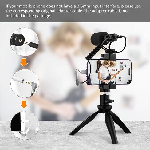 Comica CVM-VM10-K2 Smartphone Microphone with Tripod, Shotgun Video Mic for iPhone and Android Phone, Vlogging Kit for Youtube Recording Facebook Live, 3.5 mm TRRS in Saudi Arabia