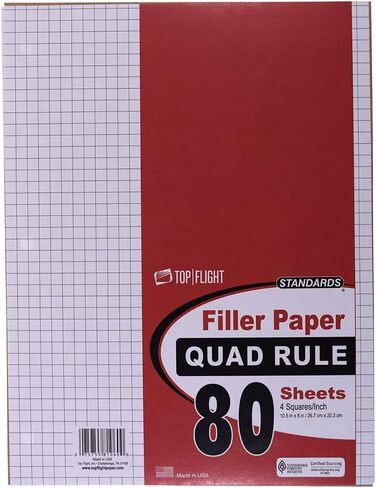 Top Flight Filler Paper, Quadrille Rule, 11 x 8.5 Inches, 80 Sheets (12650) in Saudi Arabia