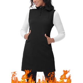 Women's Polar Fleece Dress Zip Pocket Sleeveless Tunic Sweatshirt Dress Quarter Zip Pullover Winter Outfits in Kuwait