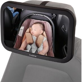 Wide-Angle Shatterproof 360° Rear Facing Back Seat Baby Car Mirror with Removable Base (12 x 7.5 inches), Wide Angle View, Adjustable Rotation, Easy Installation