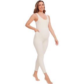 Angelhood Women's Maternity Bodysuit Leggings Pregnancy Jumpsuit Sleeveless Shapewear Scoop Neck Tank Top Romper