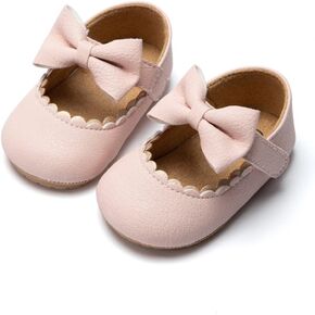 ohsofy Infant Baby Girls Mary Jane Flats Non-Slip Bowknot Princess Wedding Dress Shoes Toddler Crib Shoes in Saudi Arabia