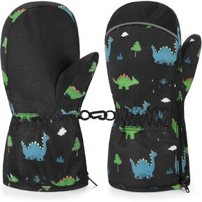 MoKo Toddlers Winter Mittens, Non-Slip Waterproof Snow Gloves with Zipper Warm Velvet Cloth Ski Gloves for Baby Girls Boys Winter Gloves for Skiing Outdoor Activities