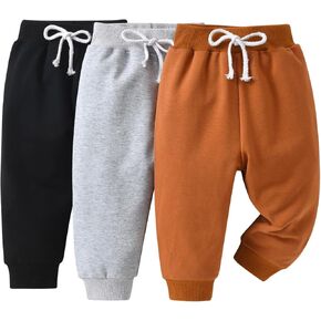 Toddler Baby Boy 3 Pack Sweatpants Solid Pants and Casual Joggers