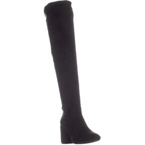 Bar III Womens Gabrie Fabric Almond Toe Over Knee Fashion Boots, Black, Size 9.5