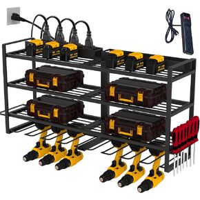 Power Tool Organizer-Power Tool Organizer Wall Mount Drill Holder Wall Mount Cordless Tool Organizer Tool Charging Station Power Tool Charging Station Drill Organizer Wall Mount with Power Strip