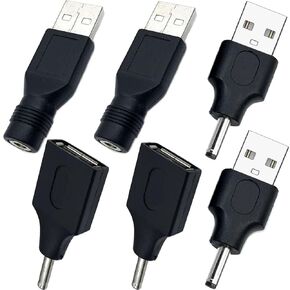 6 Pcs USB to DC 4.0×1.7mm Jack Power Adapter USB 2.0 A Male to DC Female Connector DC 5V Barrel Power Plug Charger Cable Adapter for 5 V DC or USB Charging Device, Laptop PC(M/4017)