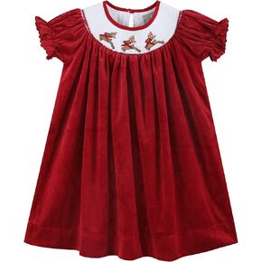 Lil cactus Baby and Girls Christmas Smocked Bishop Dress
