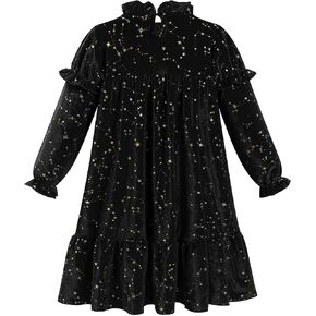 IDOPIP Toddler Baby Girls Velvet Tutu Dress Sparkle Sequin Christmas Dresses Ruffle Kid Princess Birthday Party Dress Clothes