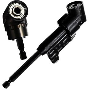 Right Angle Drill Attachment 105 Degree Impact Driver Right Angle Drill Adapter Power Angled Screwdriver Drill Bit Extension Drill Bit Holder for Tight Space Long & Short- BLK