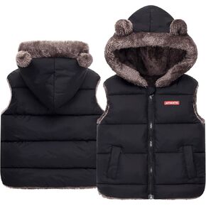 Happy Cherry Kids Hooded Down Cotton Jacket Vest Puffer Thicken Coat for Boys Girls Windproof Winter Outwear Vest 2-7 Years