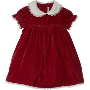 Janie and Jack Baby Girls' Velvet Lace Collar Dress (Infant)