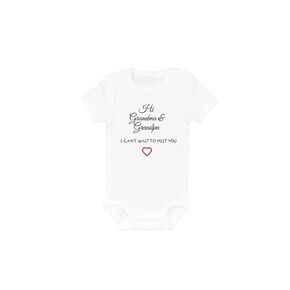 Hi Grandma & Grandpa Embroidered I Can't Wait To Meet You Pregnancy Announcement Infant Bodysuit - Surprise Gift For Grandparents
