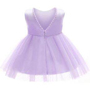Baby Girls Formal Dress with Large Bowknot Tulle Backless Satin Party Birthday Baby Flower Girl Dresses
