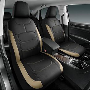 غطاء مقعد أمامي من الجلد الفاخر من Road Comforts - متوافق مع الوسائد الهوائية، عالمي للسيارات وسيارات الدفع الرباعي والشاحنات والشاحنات الصغيرة - رمادي in Kuwait