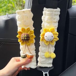 Car Seat Belt Cover Pad, 2 Pack Flower Car Accessorie Seatbelt Covers Cushion Neck Shoulder Strap Protector Universal Seat Belt Cover for Adults and Kids (Texture Flower)