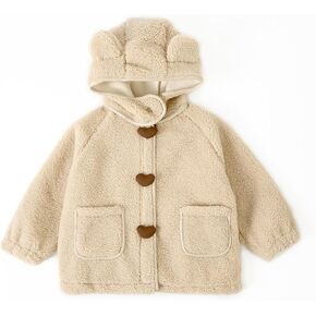 معطف شتوي للفتيات الصغيرات من Miipat، جاكيت بغطاء للرأس من الصوف للأطفال، معطف سميك ودافئ لملابس خارجية in Kuwait