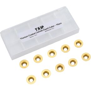 Titanium Coated Carbide Cutter Inserts for Wood Turning Tool, Pack of 10, 12mm, Round