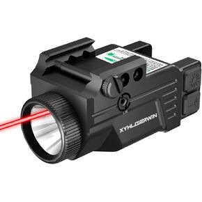 500/200 Lumens Adjustable Tactical Flashlight with Red Laser Sight Combo, Pistol Light Red Laser Combo with Strobe&Constant Light Modes, USB-TypeC Rechargeable Fits Standard Picatinny&Glock Rails