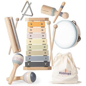 Toddler Musical Instruments, 7 in 1 Musical Instruments, Xylophone Baby Toys, Baby Musical Toys Montessori Toys with Canvas Storage Bag