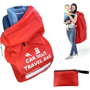 Car Seat Travel Bag for Airplane,Waterproof Car Seat Cover for Single & Double Strollers - Booster Seat Travel Bag Carseat Carrier for Airport,Extra Large Gate Check Stroller Travel Bag for Airplane
